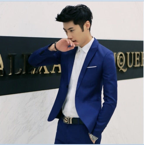 Men's Slim Fit Casual One Button Blazer Jacket Slim Fit Men’s Blazer Mens Solid Color Business Dress Formal Party Jacket Blazer