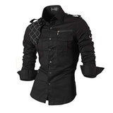 Jeansian Men's Casual Dress Shirts Fashion Desinger Stylish Long Sleeve Slim Fit 8371 Black2