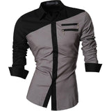 Jeansian Men's Casual Dress Shirts Fashion Desinger Stylish Long Sleeve Slim Fit 8371 Black2