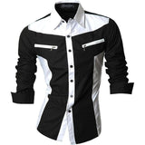 Jeansian Men's Casual Dress Shirts Fashion Desinger Stylish Long Sleeve Slim Fit 8371 Black2