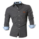 Jeansian Men's Casual Dress Shirts Fashion Desinger Stylish Long Sleeve Slim Fit 8371 Black2