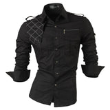 Jeansian Men's Casual Dress Shirts Fashion Desinger Stylish Long Sleeve Slim Fit 8371 Black2