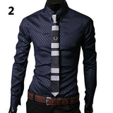 New Argyle luxury men's shirt Business Style Slim Soft Comfort Slim Fit Styles Long Sleeve Casual Dress Shirt Gift For Men