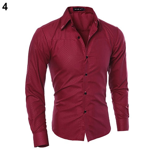 New Argyle luxury men's shirt Business Style Slim Soft Comfort Slim Fit Styles Long Sleeve Casual Dress Shirt Gift For Men