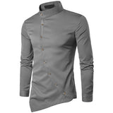 VISADA JAUNA 2019 New Men Fashion Long Sleeved Muslim Shirt Solid Slim Fit Business Shirts Men Casual Irregular Dress Camisas