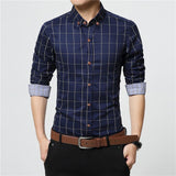 ERIDANUS 2020 Men's Plaid Cotton Dress Shirts Male High Quality Long Sleeve Slim Fit Business Casual Shirt Plus Size 5XL MCL087