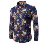 2020 New Clothing Fashion Male Shirt Flax Dress Shirts Slim Fit Turn-Down Men Long Sleeve Shirt Mens Hawaiian Shirt Big Sizes